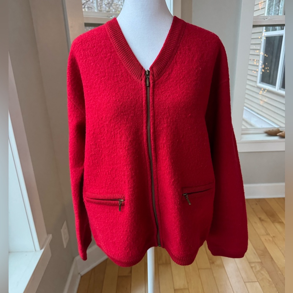Casual Corner Wool Zip Up Cardigan Sweater Jacket Size Medium